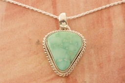 Artie Yellowhorse Genuine Emerald Valley Turquoise Sterling Silver Pendant
